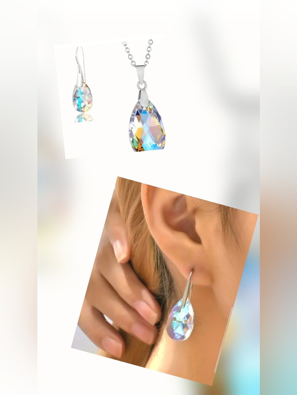 Elegant Water Drop Pendant & Earrings. NWT. Fast Ship.
